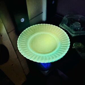 Set of 3 Bright UV Reactive Blue Glass Plates 6.75”